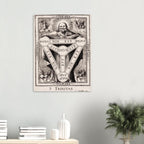 Vintage Holy Trinity Engraving Print Antique Three Faced God Wall Art Occult Sacred Diagram Poster Sacred Medieval Icons