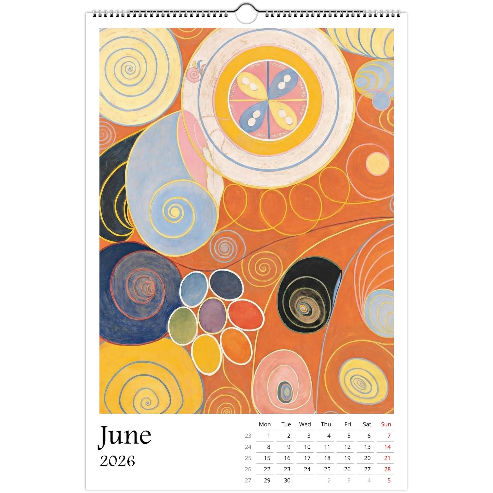 13 Artworks Of Spiritual Abstract Painting 2026 Wall Calendar 11x16.5, Hilma Af Klint, Mystical Calendar, Pastel Decor Gift