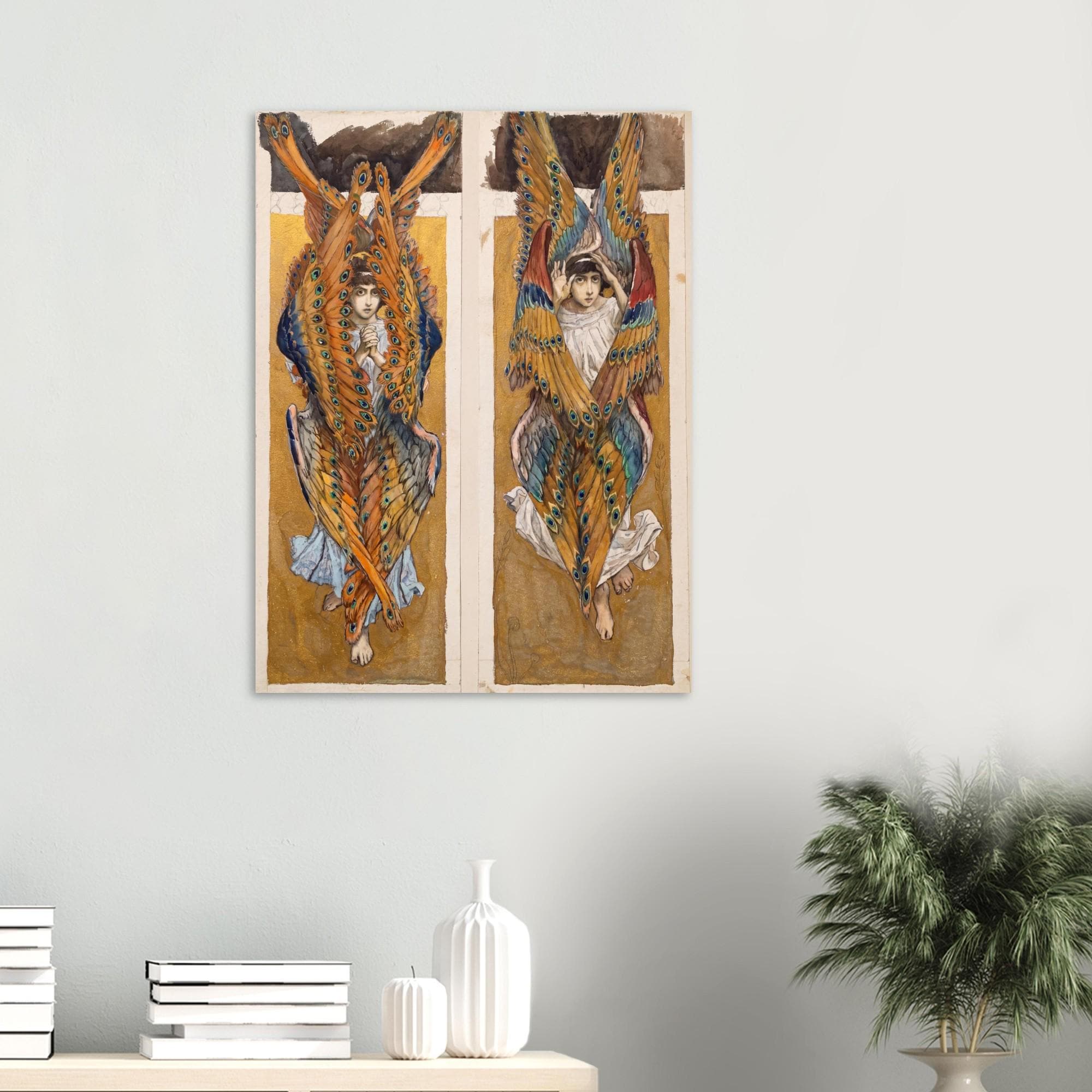 Vintage Seraphim Angel Fine Art Print Peacock Wing Cherub Painting Victor Vasnetsov Sacred Wall Decor Sacred Medieval Icons
