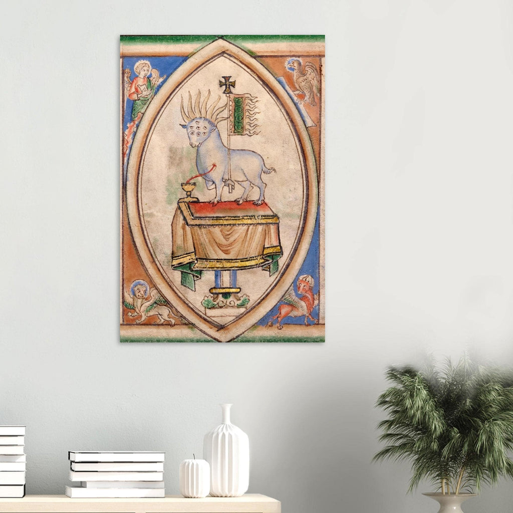 Apocalypse Lamb of God Seven Eyes Seven Horns Medieval Manuscript Art Print, Agnus Dei Revelation Myth & Symbolism