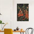 Antique Medieval Tapestry Art Print Mille Fleurs Wall Decor French Renaissance Poster Floral Gothic Dark Academia & Moody 013d7