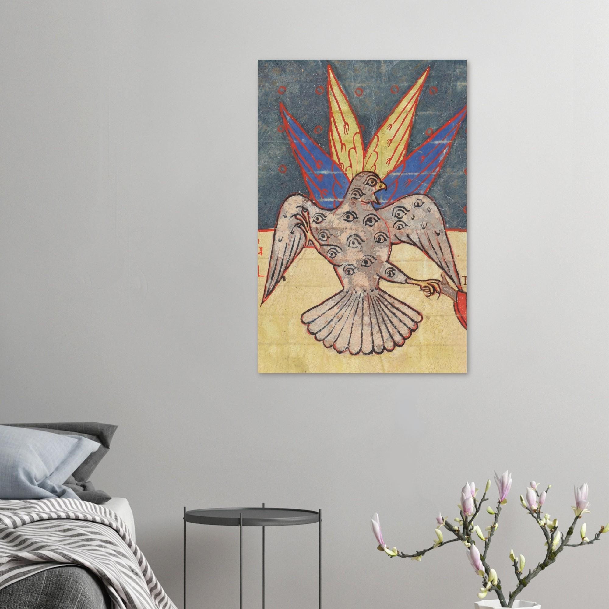 Medieval Eagle of the Apocalypse Art Print Biblically Accurate Angel Many Eyed Bird Gothic Home Decor Myth & Symbolism
