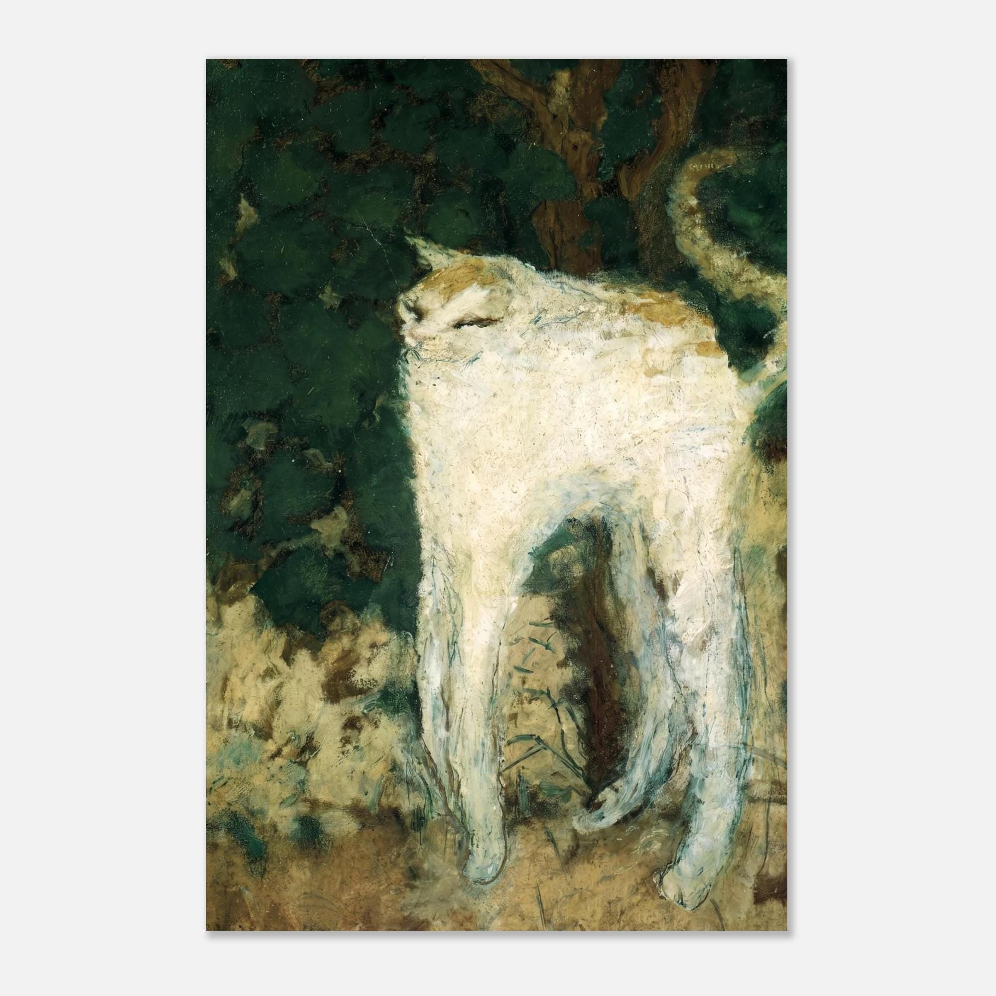 Pierre Bonnard The White Cat Art Print Le Chat Blanc Vintage Animal Wall Decor Weird Cat Poster Moody Post Impressionist Masters