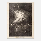 Vintage Jules Verne Space Explosion Print Antique Astronomy Woodcut Poster Sci Fi Outer Space Engraving Dark Academia Moody