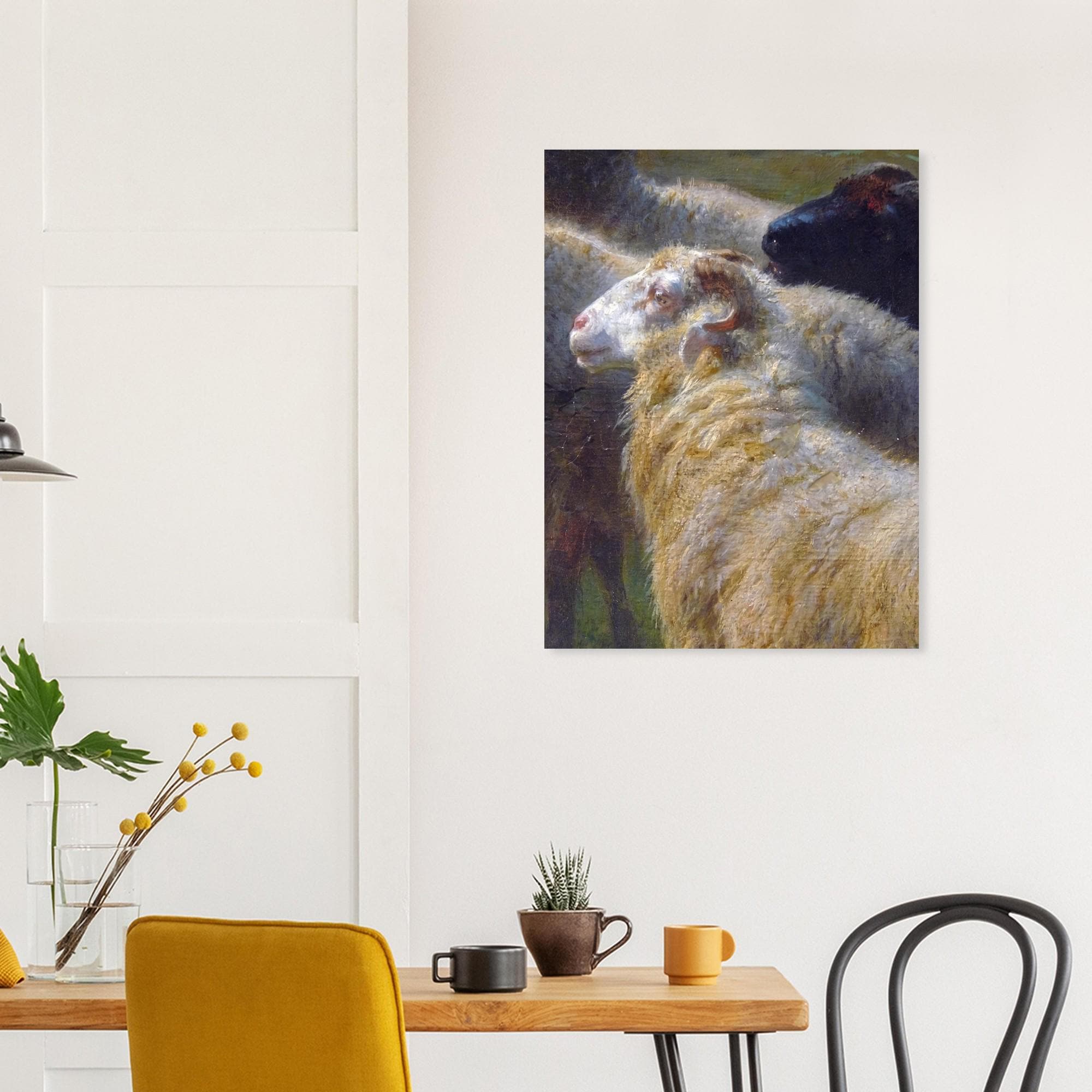 Vintage Sheep Oil Painting Dark Academia Wall Art Moody Antique Ram Print Textured Animal Portrait Dark Academia Moody