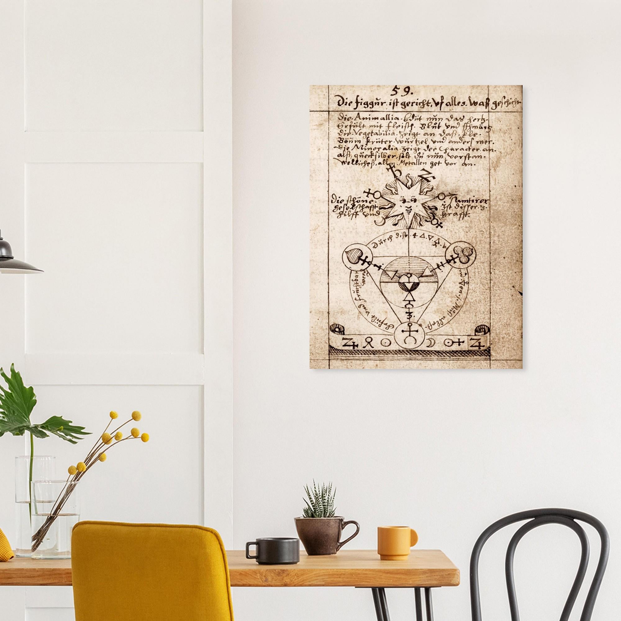 Vintage Alchemy Symbol Print Occult Manuscript Diagram Antique Esoteric Sun Diagram Hermetic Wall Art Print Unframed Myth Symbolism
