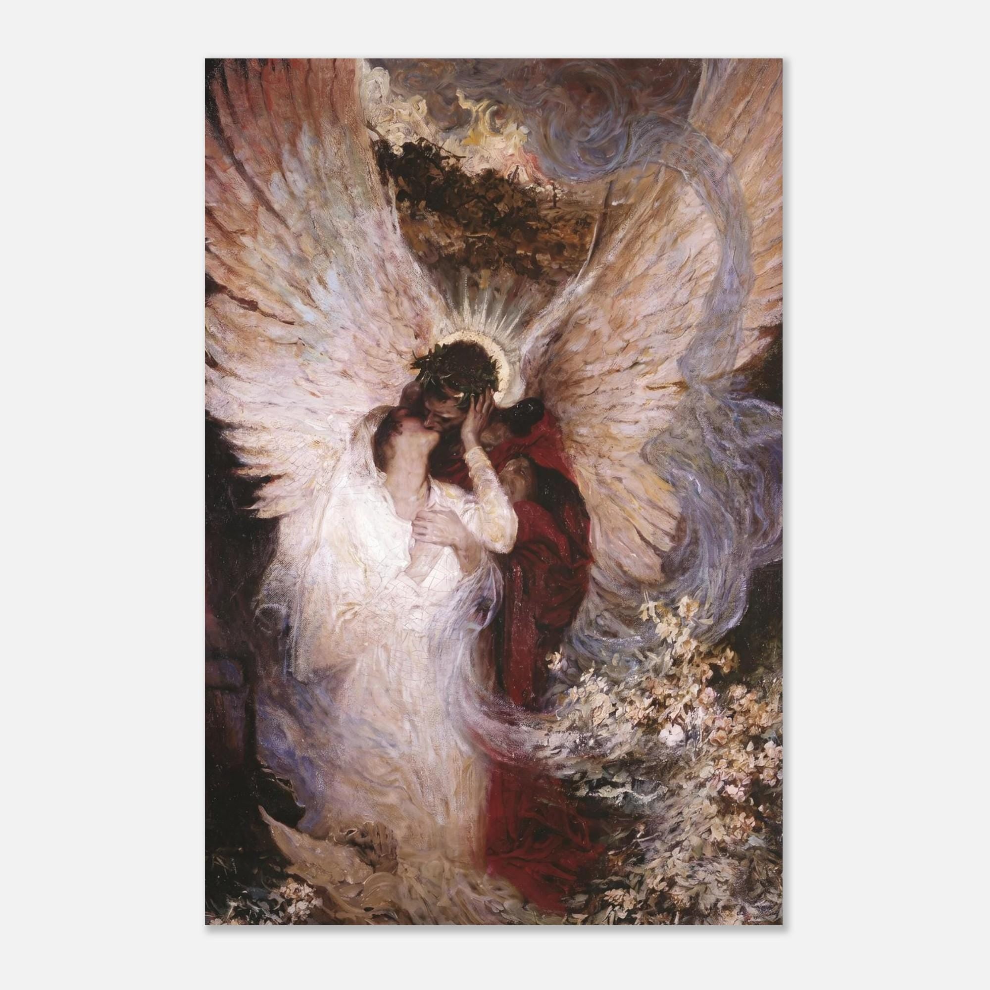 The Angels Kiss Thophile Schuler Painting Victorian Moody Wall Art Symbolist Poet Angel Print Antique Ethereal Myth Symbolism