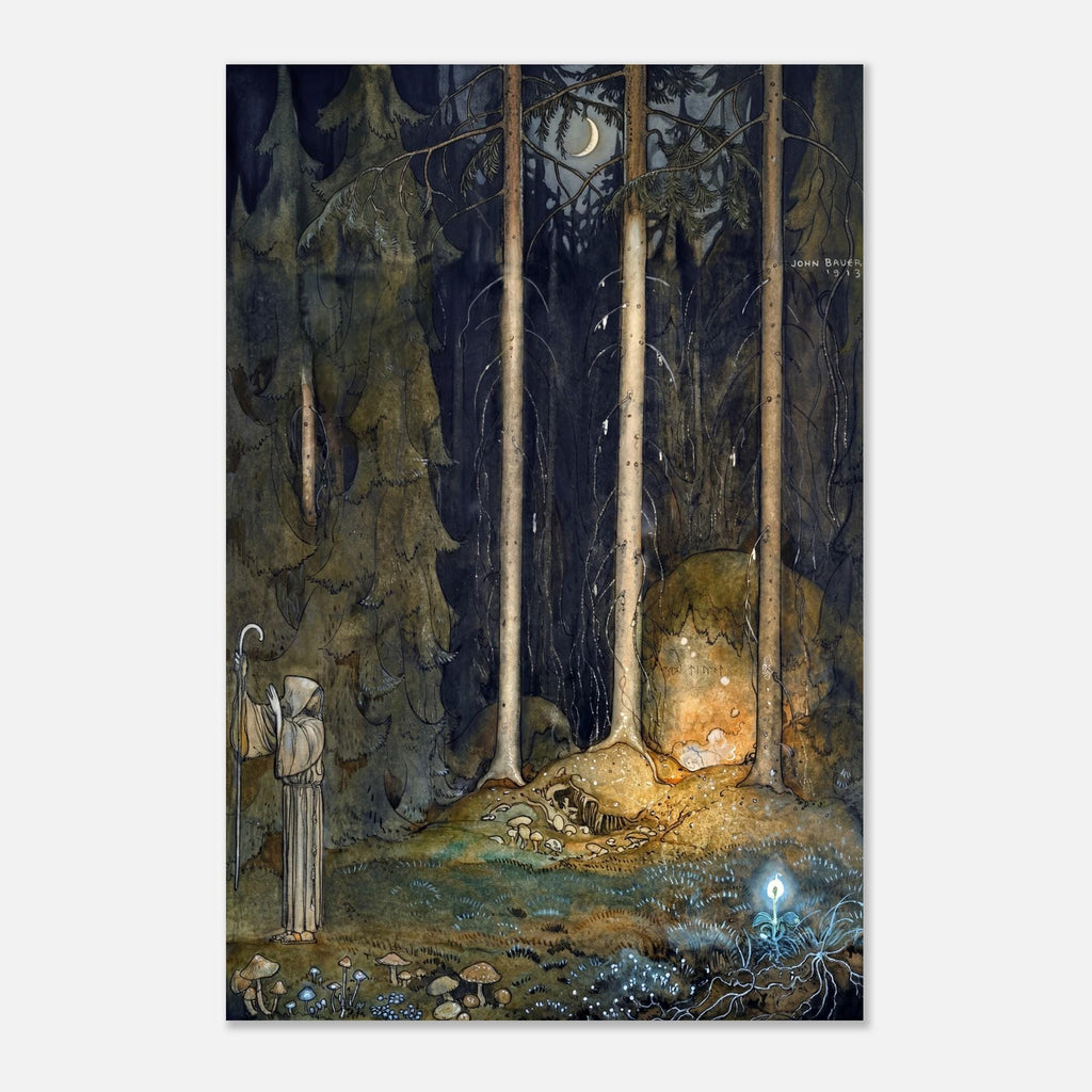 John Bauer Brother Martin Monk and Trolls 1913 Vintage Illustration Scandinavian Folklore Art Print Dark Academia Moody