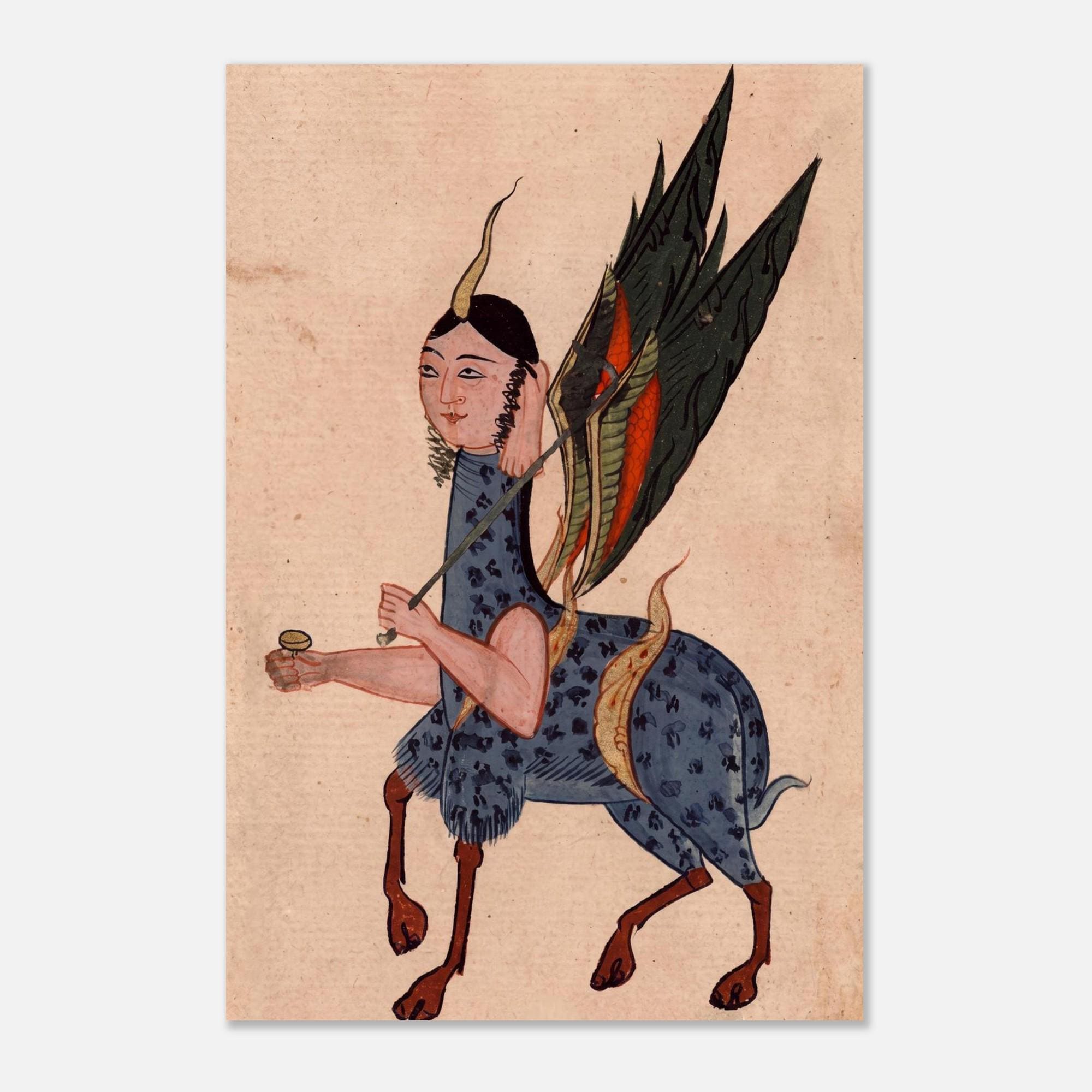 Persian Miniature Al Buraq Mythical Creature Print Islamic Mythology Wonders Of Creation Wall Art Folk Animals Myth Symbolism