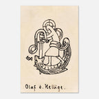 Saint Olaf of Norway Viking King and Patron Saint Medieval Line Art Illustration Unframed Print Myth & Symbolism