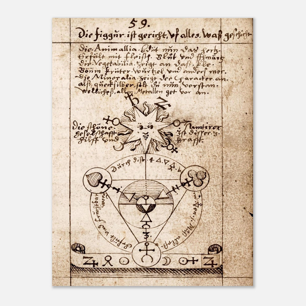 Vintage Alchemy Symbol Print Occult Manuscript Diagram Antique Esoteric Sun Diagram Hermetic Wall Art Print Unframed Myth Symbolism