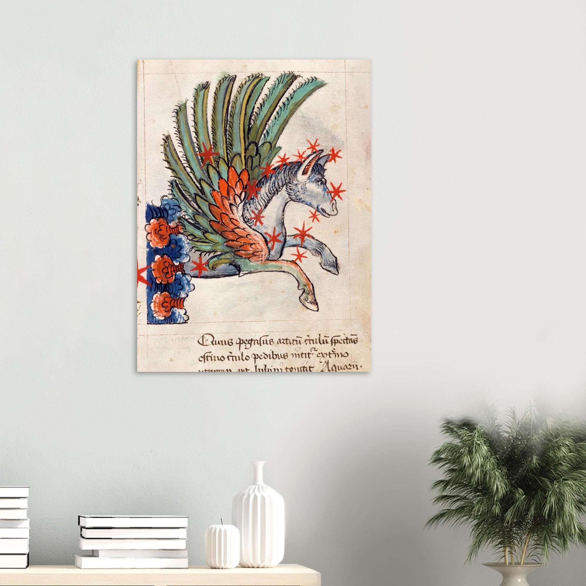 Pegasus Constellation Vintage Manuscript Art Print Medieval Astronomy Map Poster Antique Zodiac Flying Horse Wall Art Celestial Astronomy