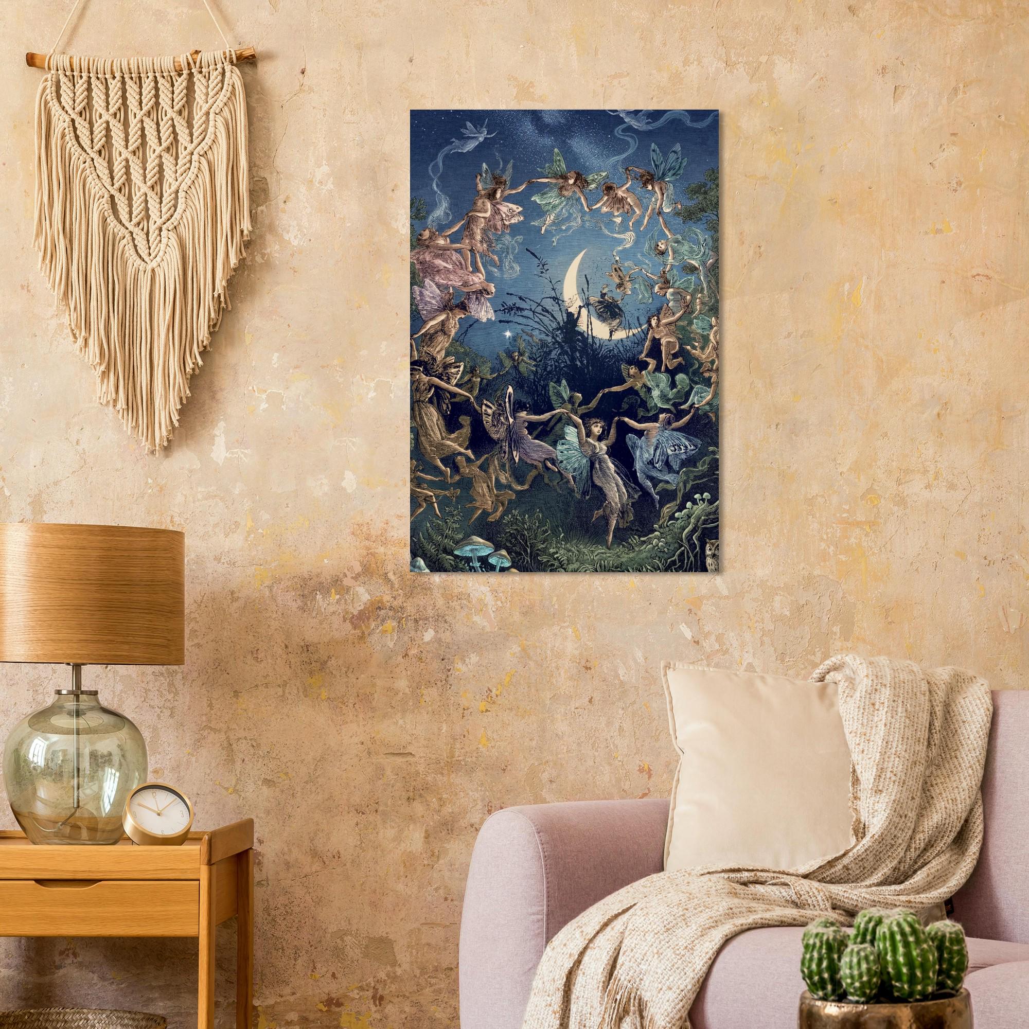 George Cruikshank The Fairy Ring Art Print Antique Moonlit Dance Engraving Gothic Folklore Wall Decor Unframed Myth & Symbolism