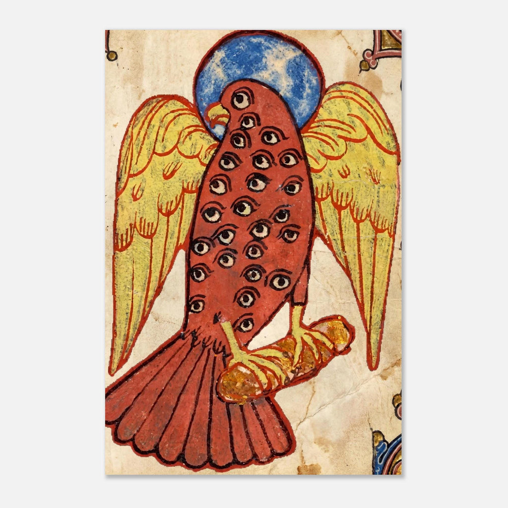 Medieval Eagle Many Eyes Art Print, Biblically Accurate Angel Apocalypse Decor, Girona Beatus 975 Manuscript, Myth & Symbolism