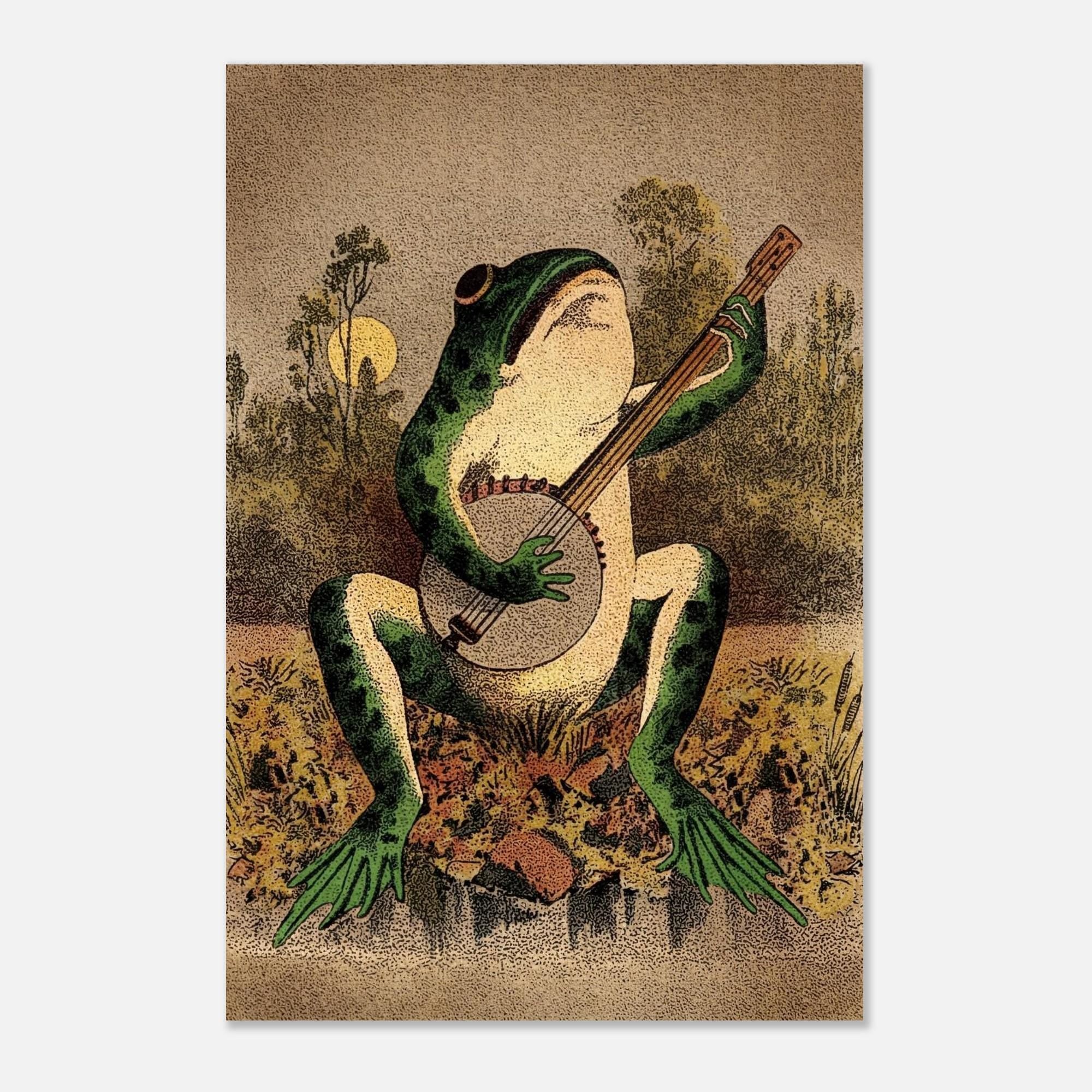Vintage Frog Playing Banjo Art Print Victorian Animal Illustration Antique Soap Advertisement Cottagecore Animals & Creatures 71431
