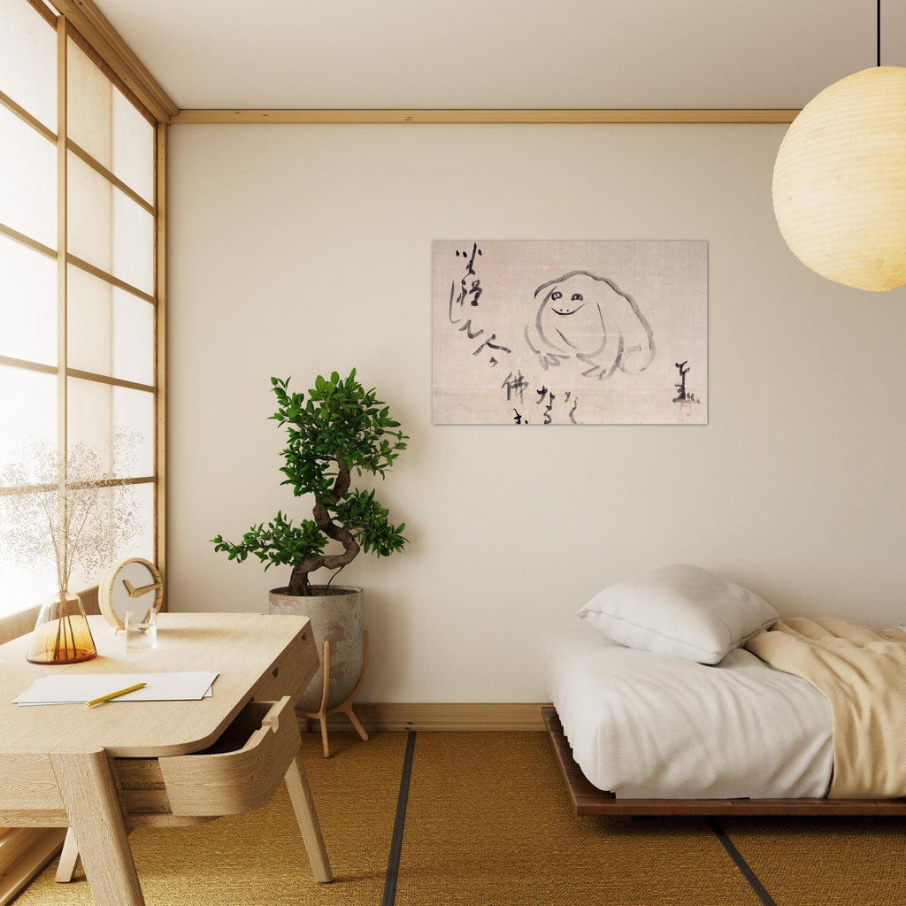 Japanese Zen Meditating Frog Art Print Minimalist Sumi e Ink Painting Wabi Sabi Decor Sengai Gibon Woodblock Asian Art