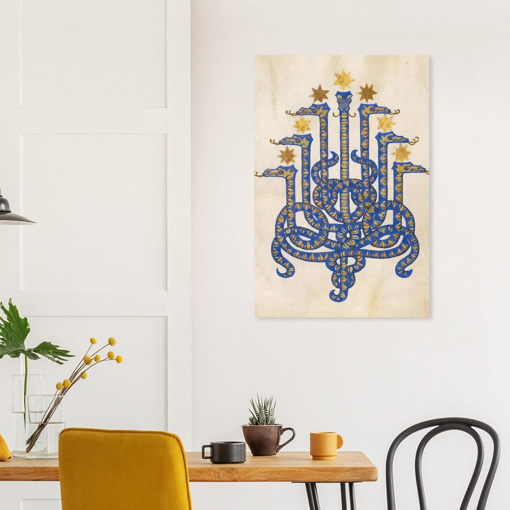 Herodias Illustration by Melchior Lechter Fine Art Print, Symbolist Serpent Wall Art, Mythical Blue Gold Snake, Gothic Home Decor