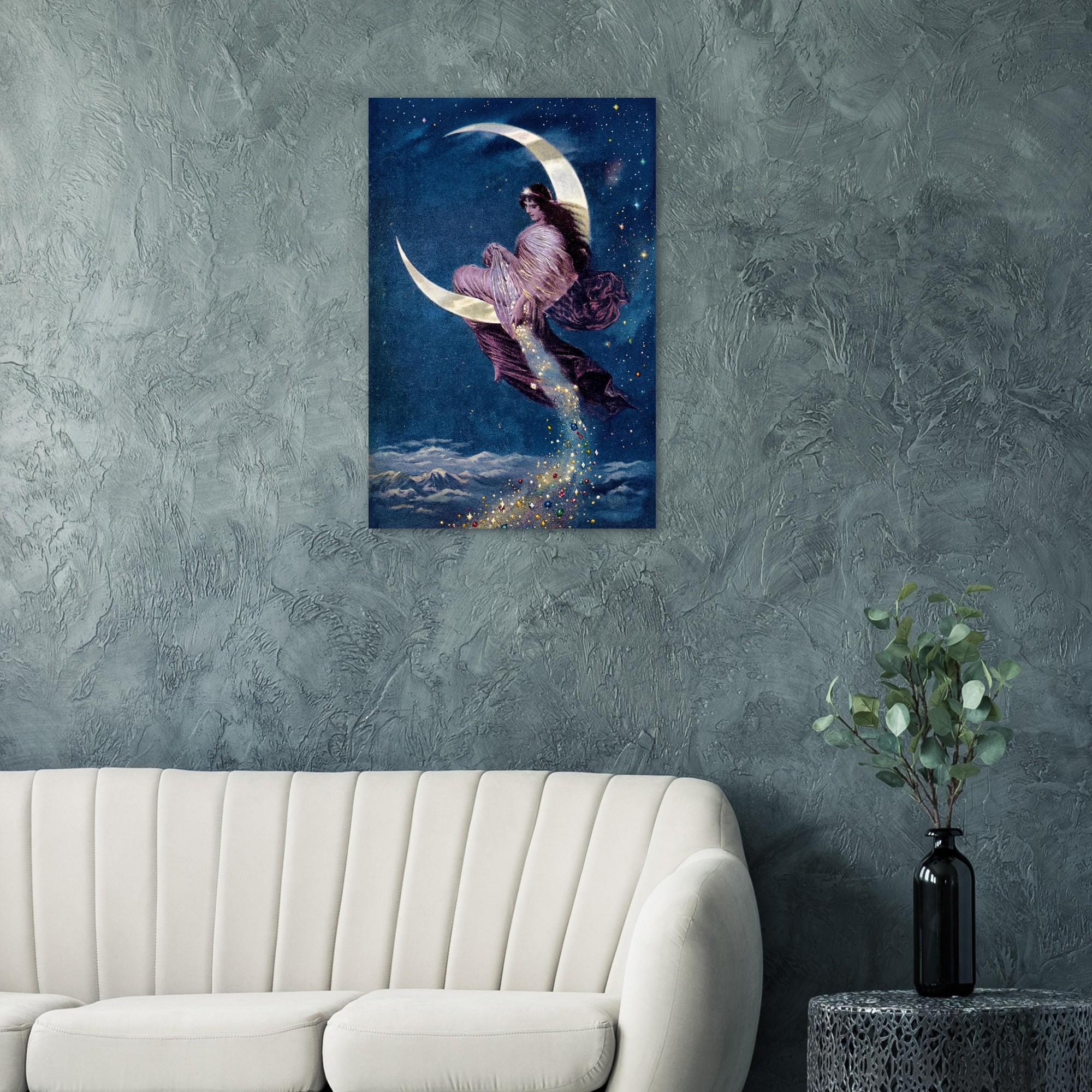 Vintage Moon Goddess Art Print 1889 The Universal Favorite Victorian Moon Maiden Celestial Poster Art Nouveau & Vintage