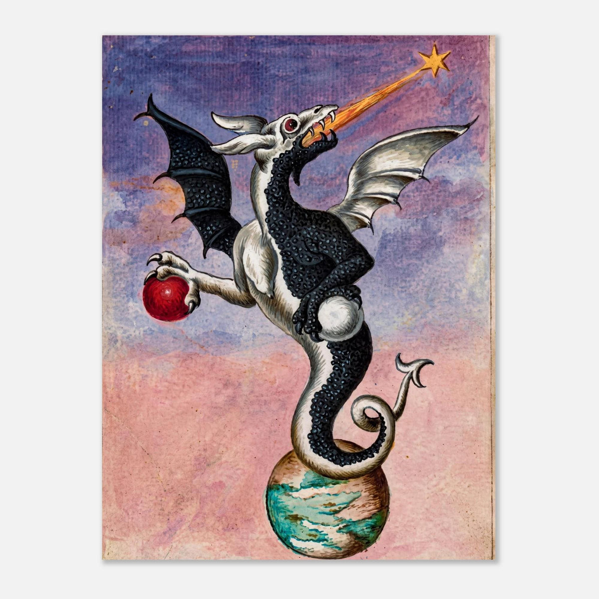 Alchemical Dragon Poster Vintage Occult Manuscript Art Print Medieval Hermetic Esoteric Wall Decor Emblem Myth And Symbolism