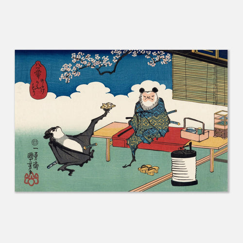Utagawa Kuniyoshi Bat Performance Woodblock Print Vintage Japanese Samurai Bat Wall Art Rare Antique Decor Woodblock & Asian Art DWSZM