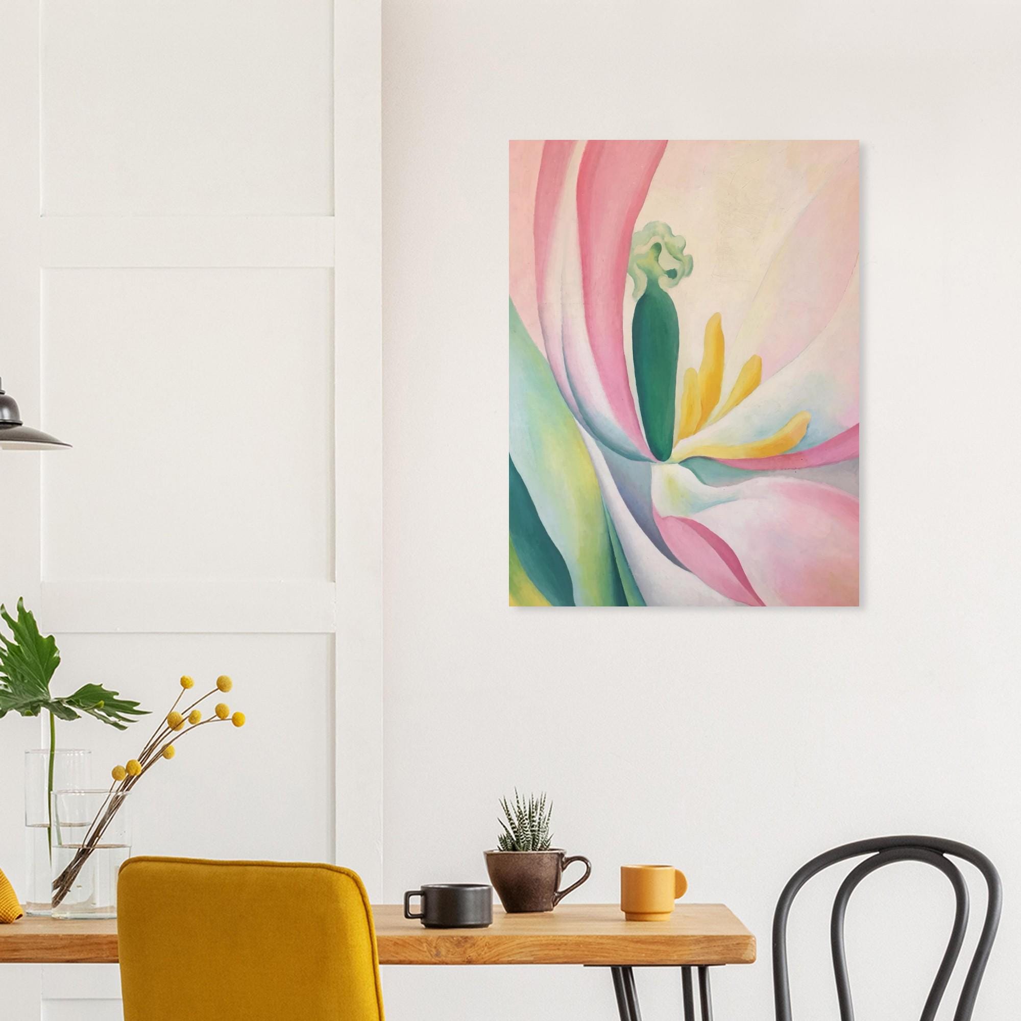 Georgia O Keeffe Pink Tulip Art Print Vintage Abstract Flower Oil Painting Modernist Gallery Wall Decor Gift Botanical Nature