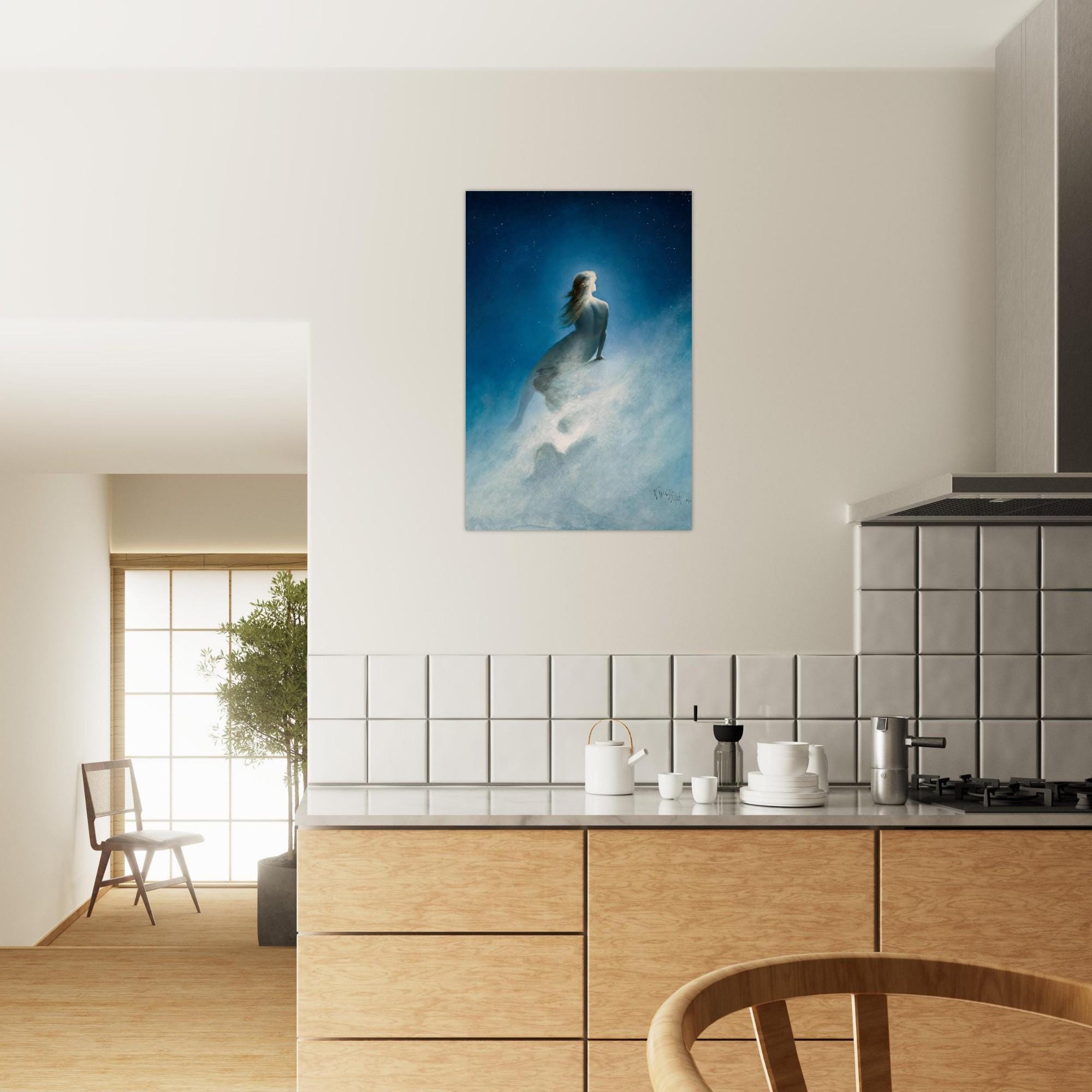 Celestial Goddess Asking the Stars Karl Wilhelm Diefenbach 1898 Ethereal Symbolist Vintage Fine Art Wall Print Myth Symbolism