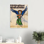 Medieval Angel Playing Instrument Print Antique Manuscript Art Print Wall Decor Religious Wall Art Canvas Weird Medieval Art