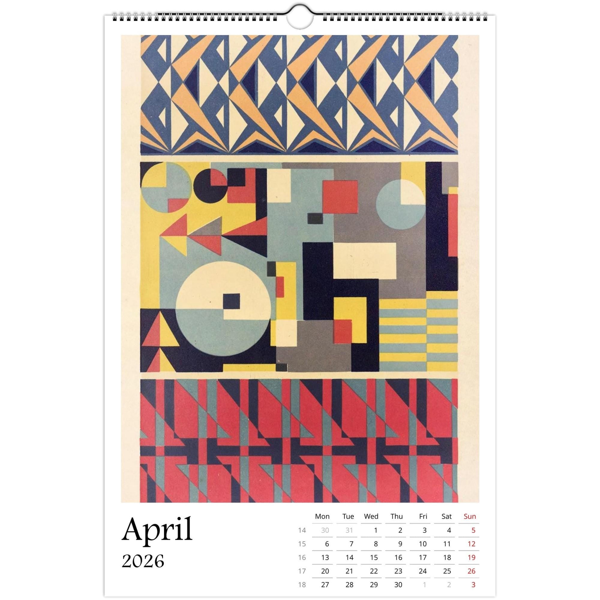 13 Artworks of  Mizuki Heitaro 2026 Art Calendar 11x16.5, Wiener Werkstatte, Abstract Patterns, Vintage Art, Secessionist, Art Gift