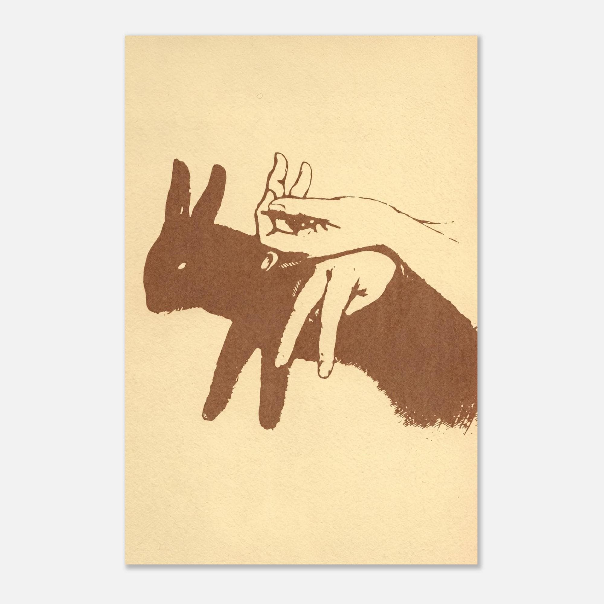 Vintage Rabbit Shadow Puppet Art Print, Victorian Hand Shadow Illustration, Curiosities Oddities Wall Decor, Dark Academia & Moody