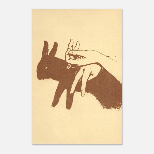 Vintage Rabbit Shadow Puppet Art Print, Victorian Hand Shadow Illustration, Curiosities Oddities Wall Decor, Dark Academia & Moody