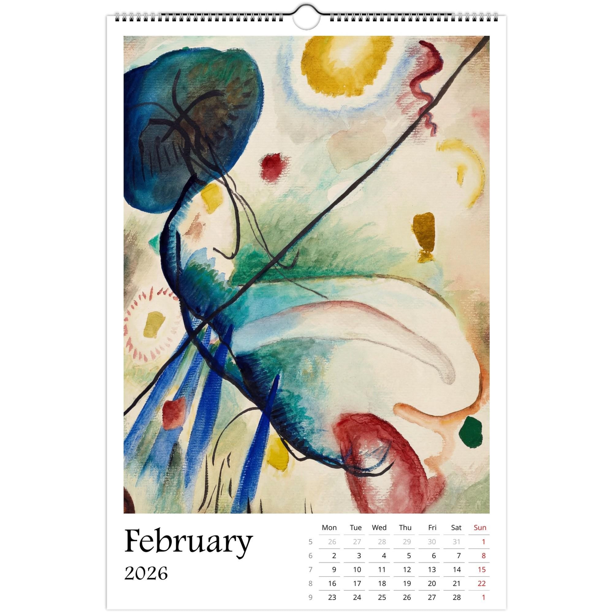 13 Artworks of Wassily Kandinsky 2026 Wall Calendar 11x16.5, Abstract Art Monthly Planner, Bauhaus Design 12 Month Hanging, Modern Artist