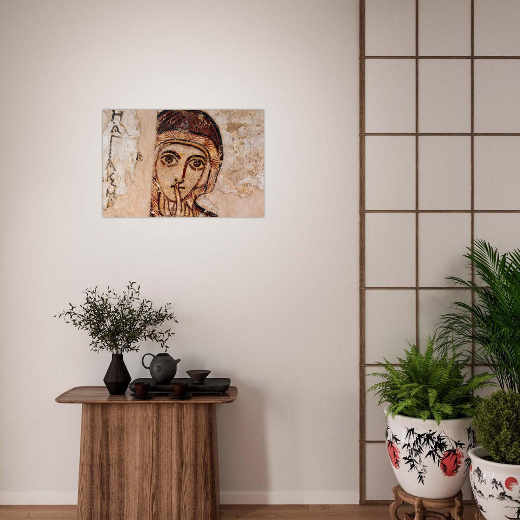 St Anne Silence Fresco Faras Cathedral Nubian Christian Art Print Medieval Coptic Wall Decor Unframed Art Print Folk Naive Art