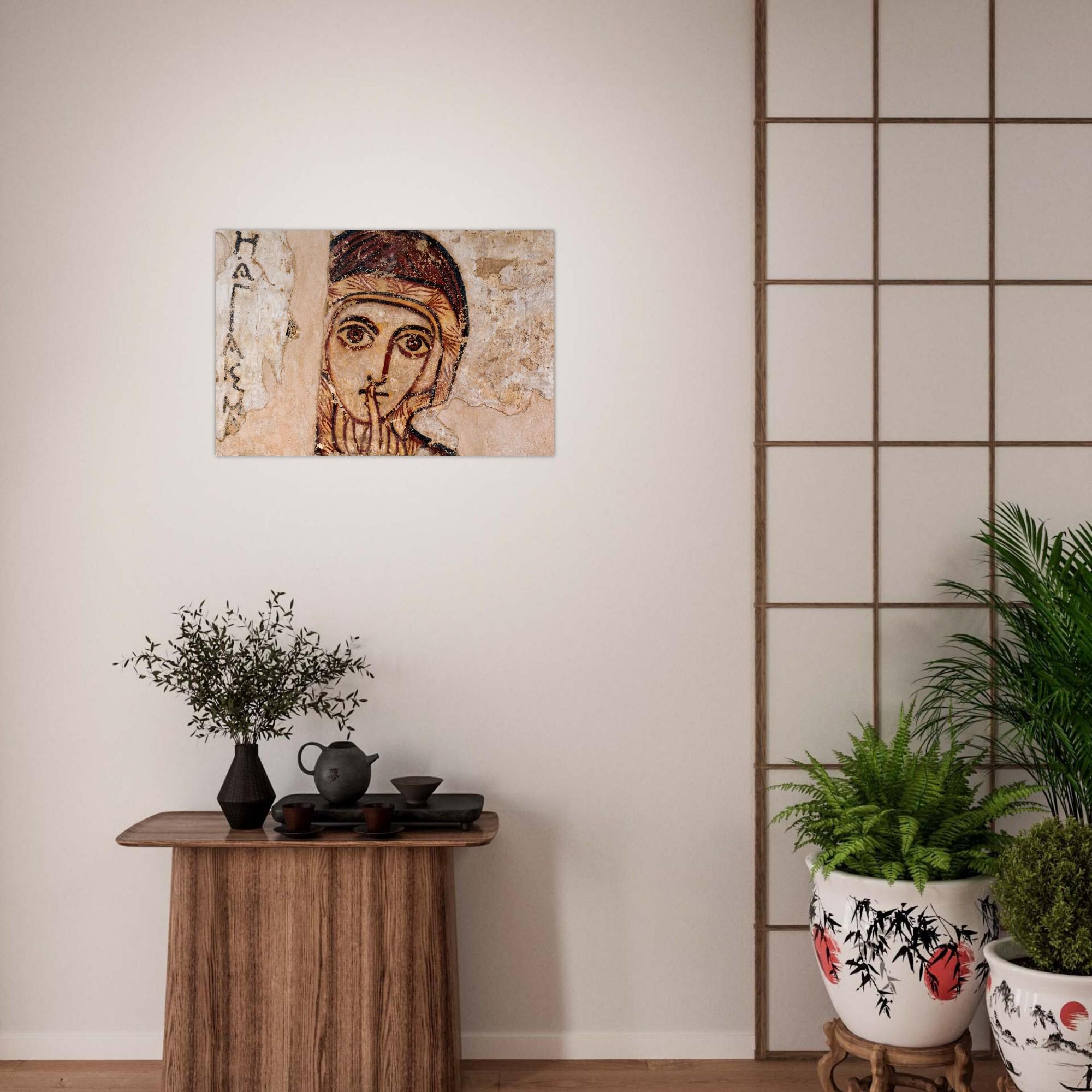 St Anne Silence Fresco Faras Cathedral Nubian Christian Art Print Medieval Coptic Wall Decor Unframed Art Print Folk Naive Art