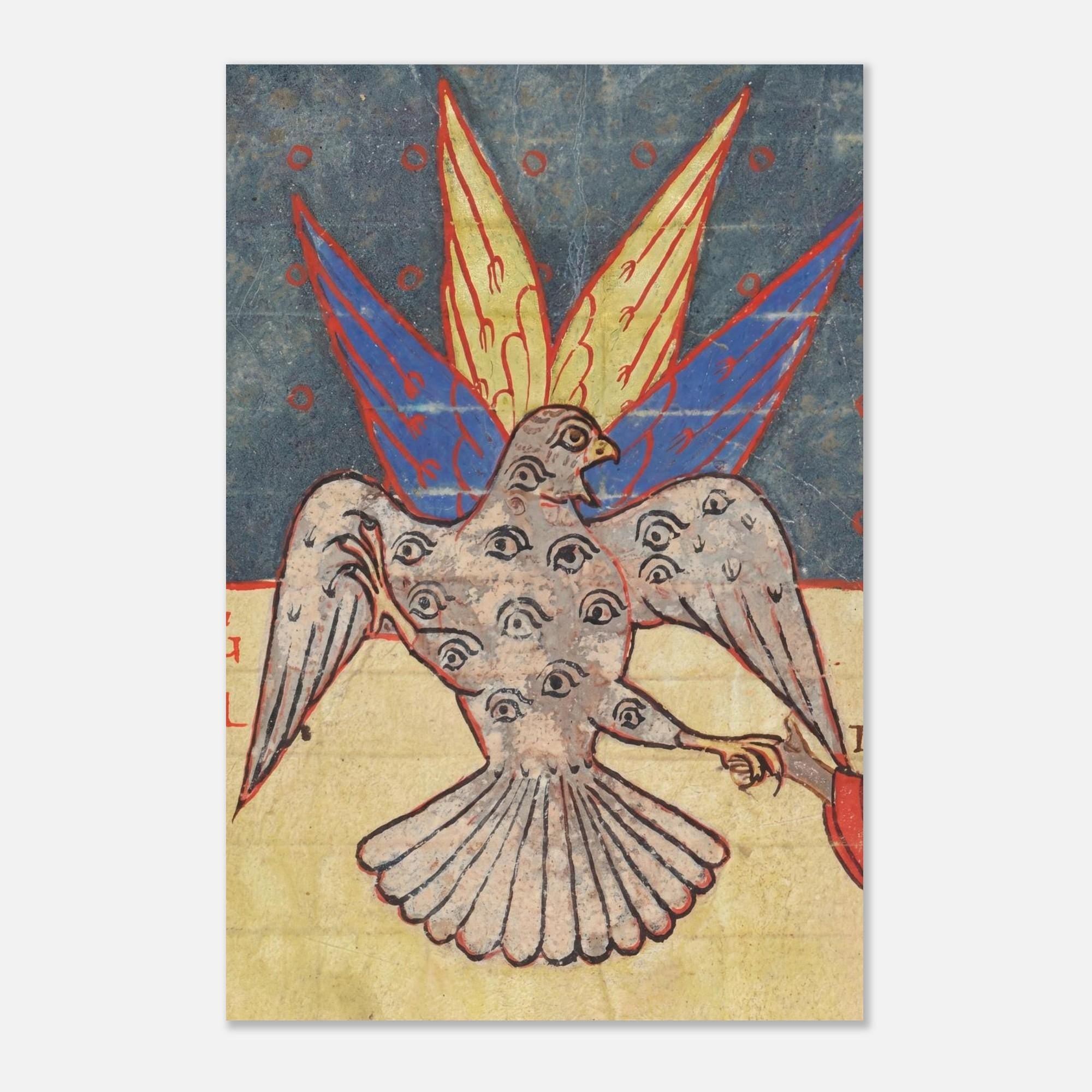 Medieval Eagle of the Apocalypse Art Print Biblically Accurate Angel Many Eyed Bird Gothic Home Decor Myth & Symbolism