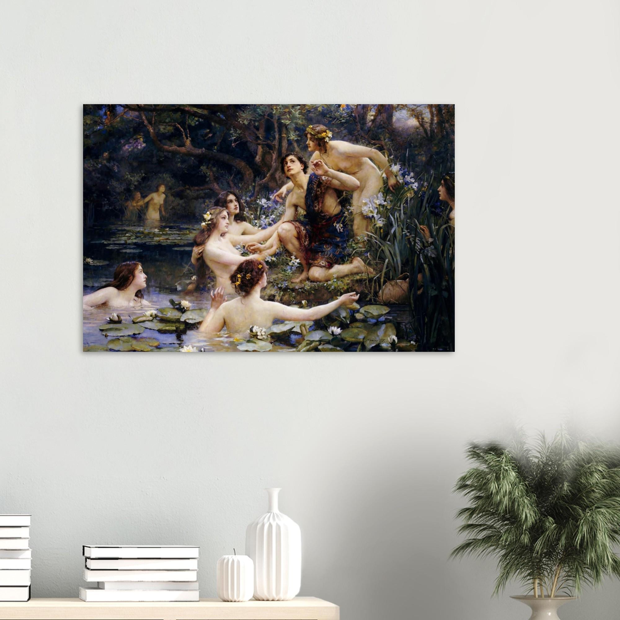 Hylas and the Water Nymphs by Henrietta Rae, Mythology Wall Art, Pre-Raphaelite Decor, Greek Myth Poster, Vintage Museum Print