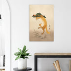 Dancing Fox with Lotus Leaf Hat Ohara Koson Art Print Vintage Japanese Woodblock Painting Kitsune Poster Woodblock & Asian Art