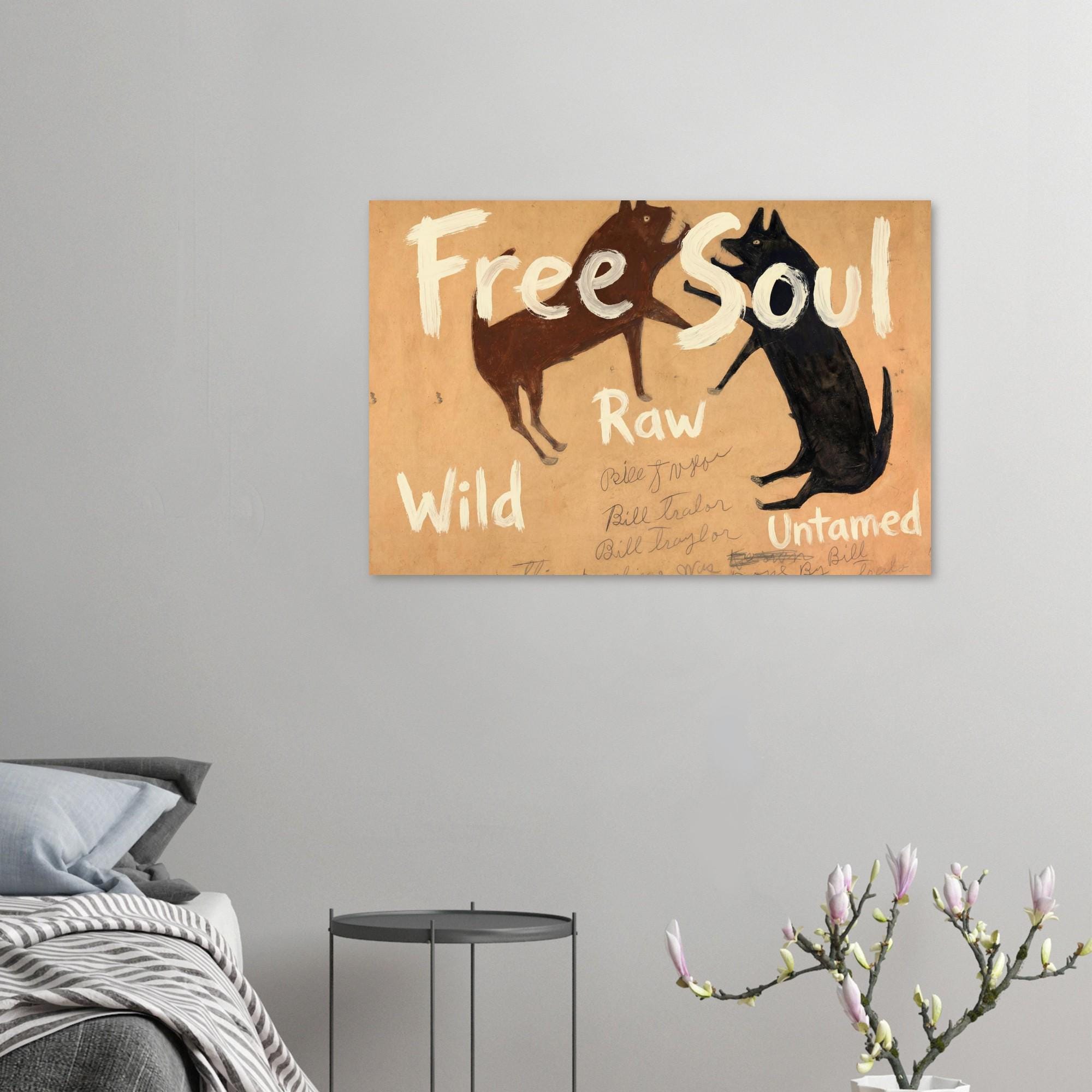 Bill Traylor Fighting Dogs Art Print Outsider Folk Art African American Vintage Wall Decor Primitive Naive Style Dog Poster