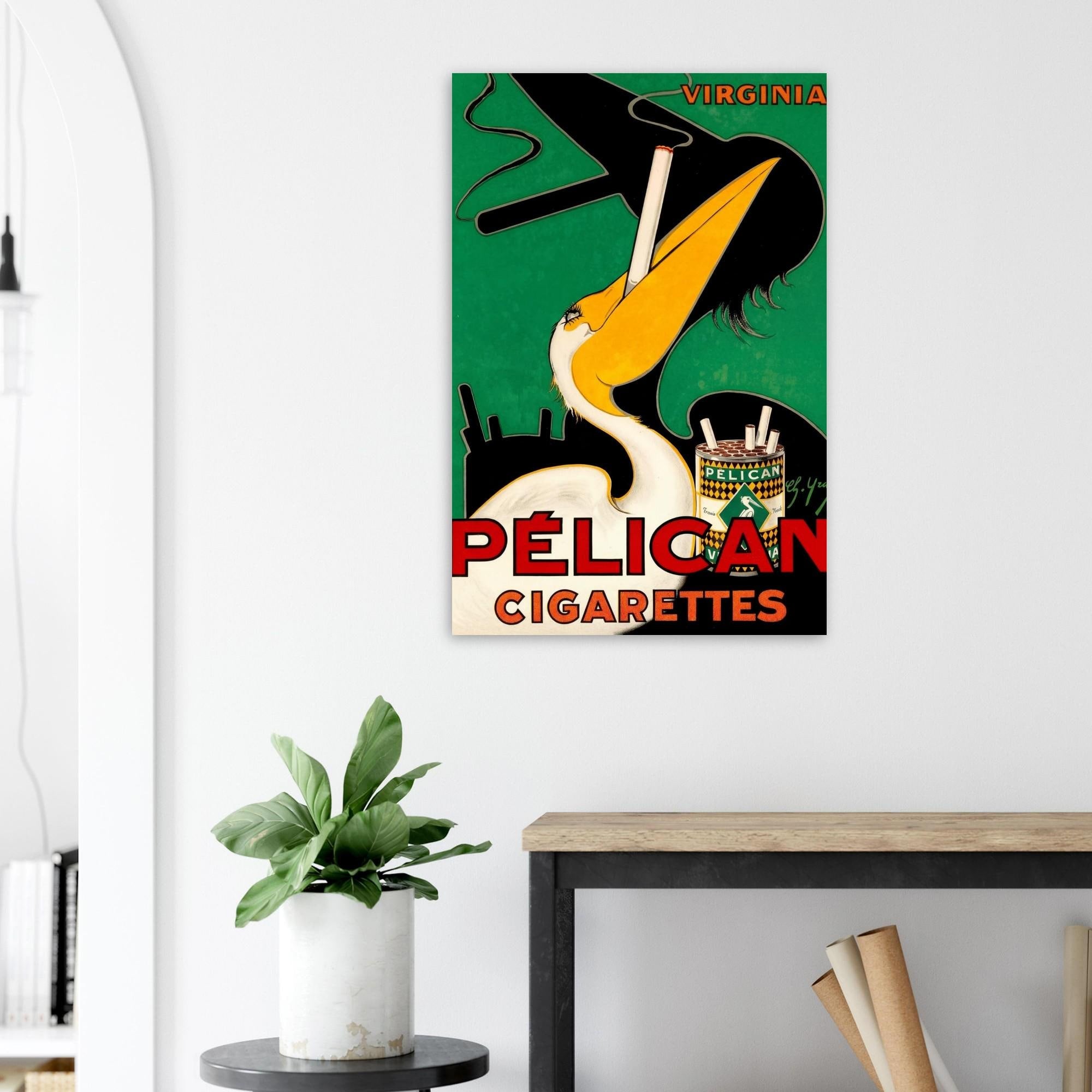 Pelican Cigarettes by Charles Yray Fine Art Print, Vintage Advertising Poster, Art Deco Wall Decor, Retro Tobacco Pelican Ad Print