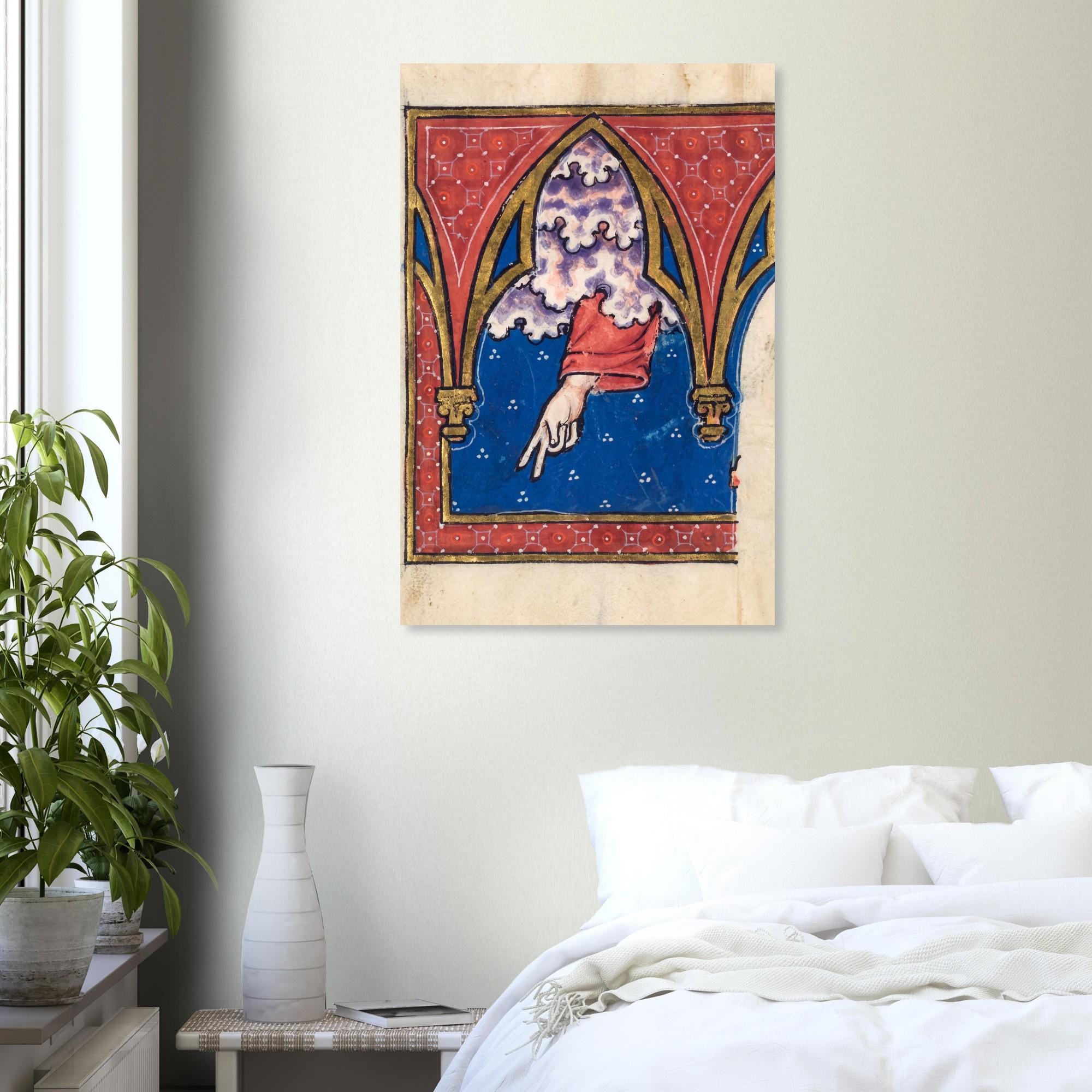 Hand of God Medieval Manuscript Art Print Manus Dei Blessing Gesture Gothic Illuminated Poster Religious Wall Decor Myth Symbolism