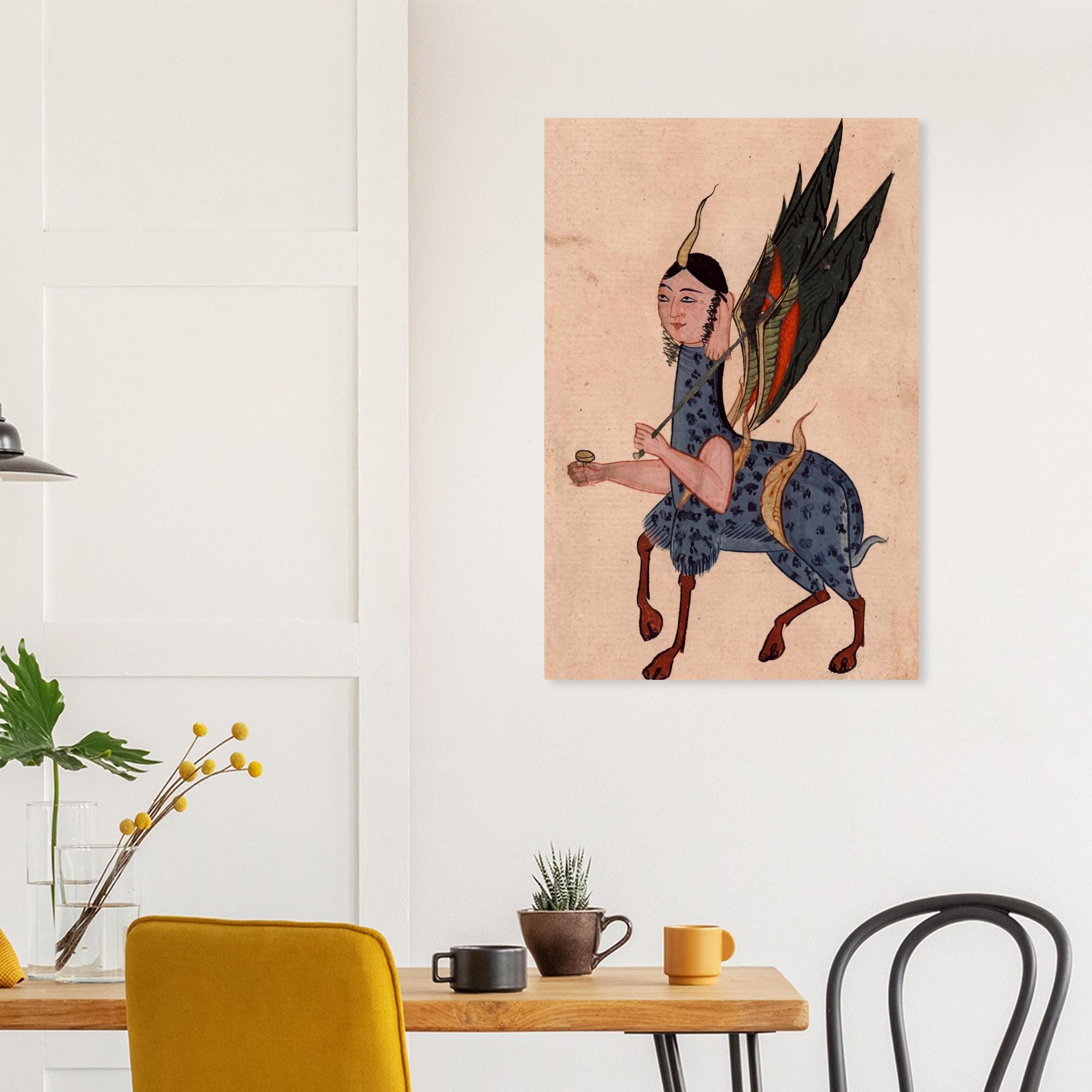 Persian Miniature Al Buraq Mythical Creature Print Islamic Mythology Wonders Of Creation Wall Art Folk Animals Myth Symbolism