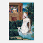 Antique Medieval Illuminated Manuscript Print David and Bathsheba Gothic Wall Art Vintage French Miniature Dark Academia Moody