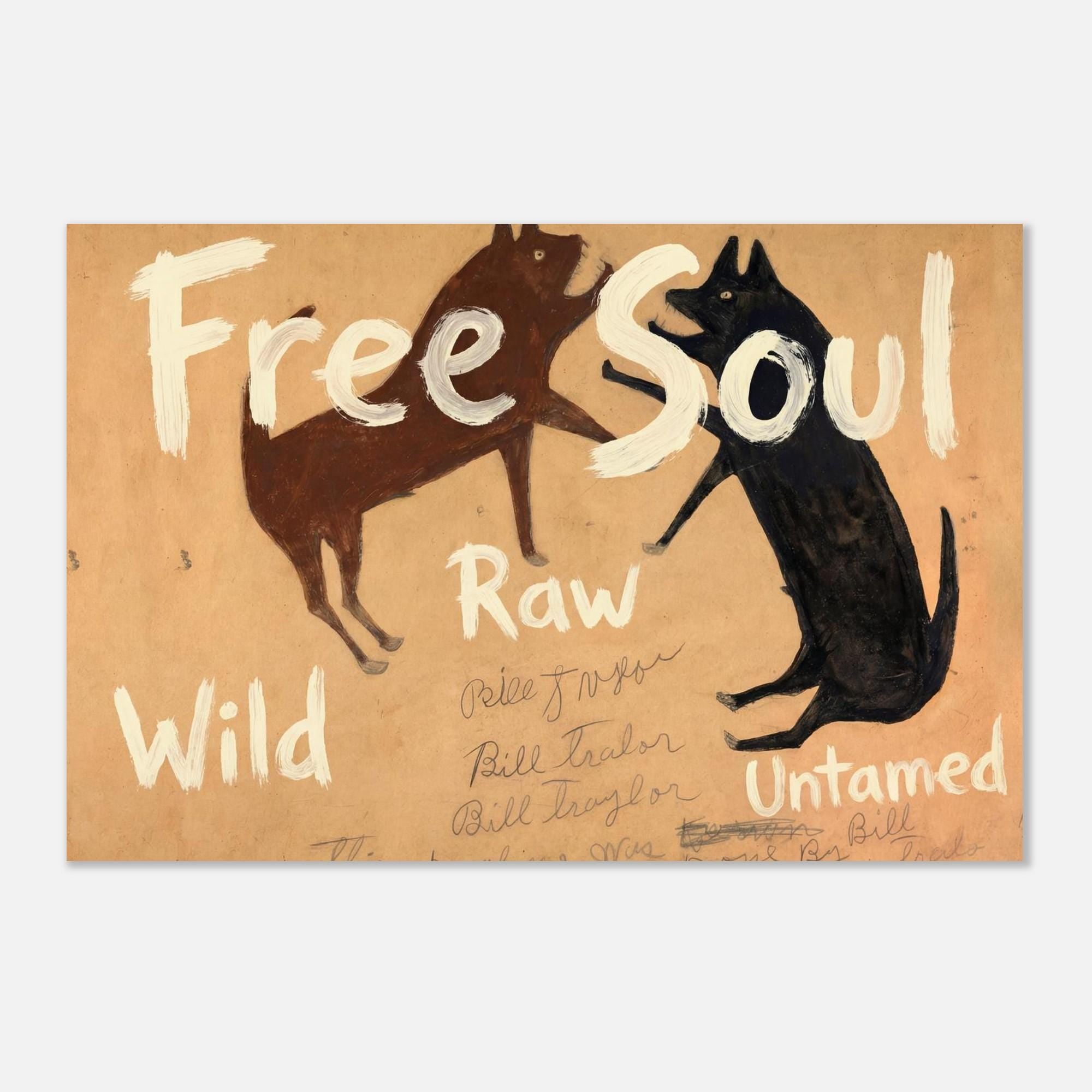 Bill Traylor Fighting Dogs Art Print Outsider Folk Art African American Vintage Wall Decor Primitive Naive Style Dog Poster