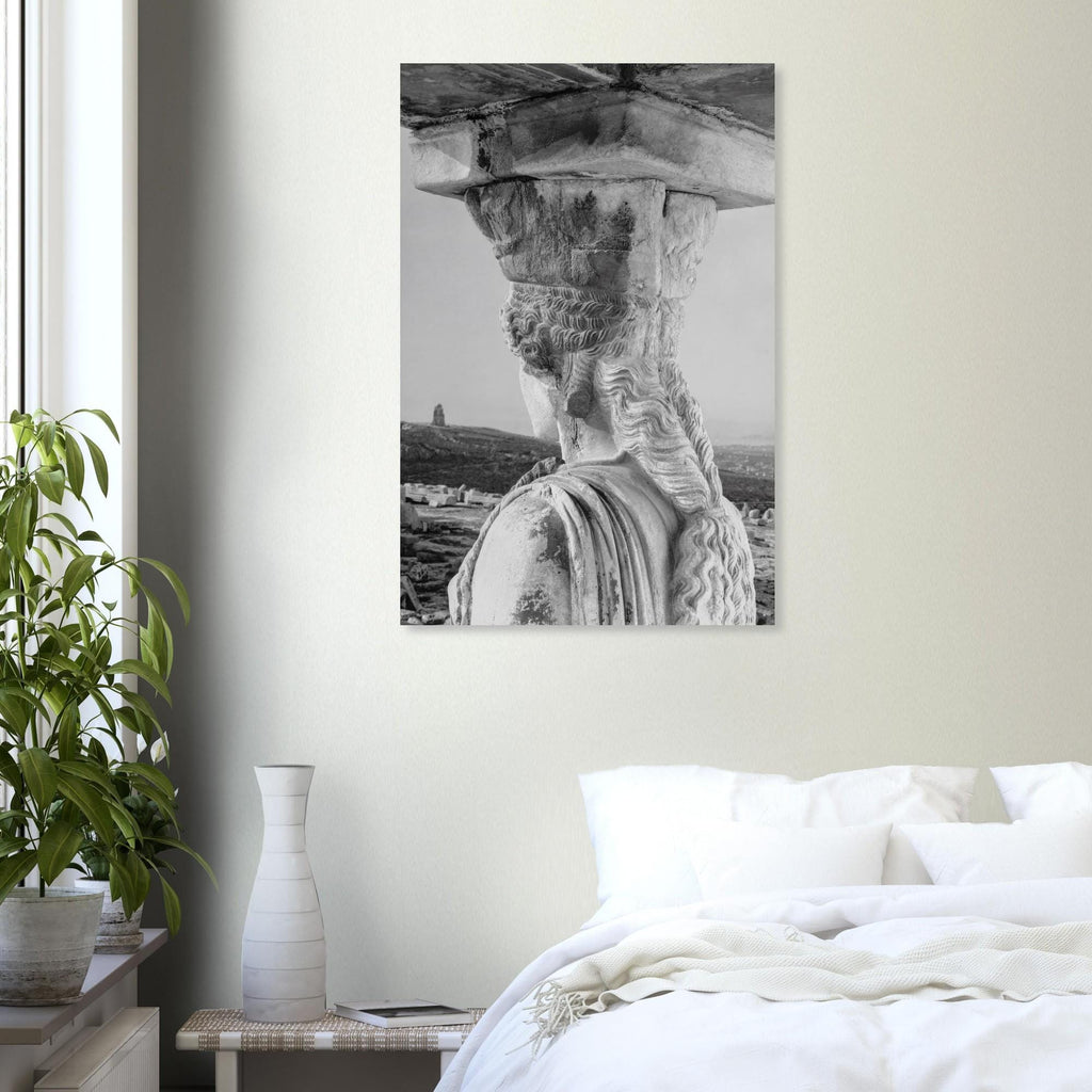 Caryatid Greek Statue Art Print | Ancient Greece Wall Art | Black and White Photography | Mythology Decor | Museum Quality Print