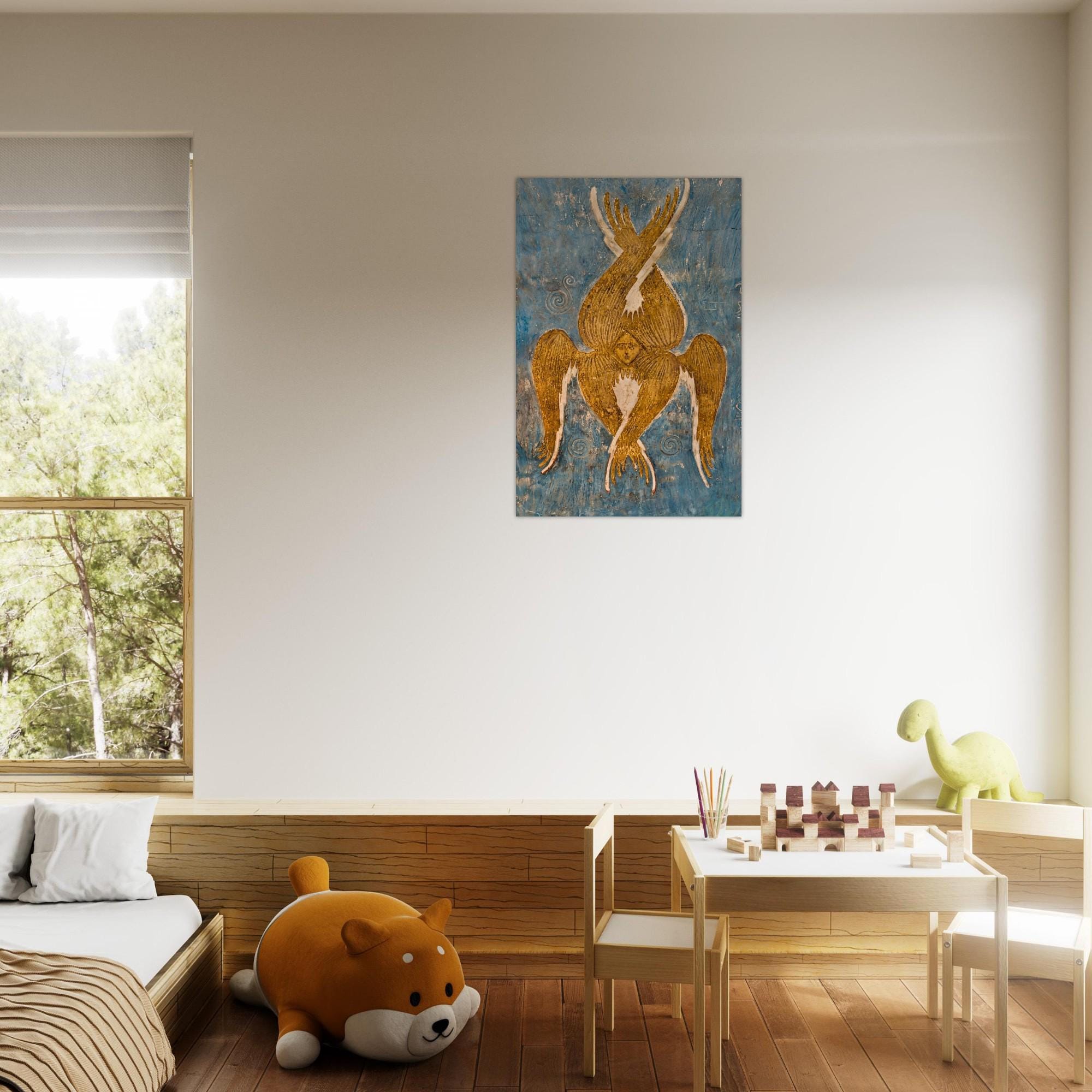 Seraphim Art Print Biblically Accurate Angel Byzantine Fresco Wall Decor Six Winged Ancient Sacred Christian Myth & Symbolism 067a9