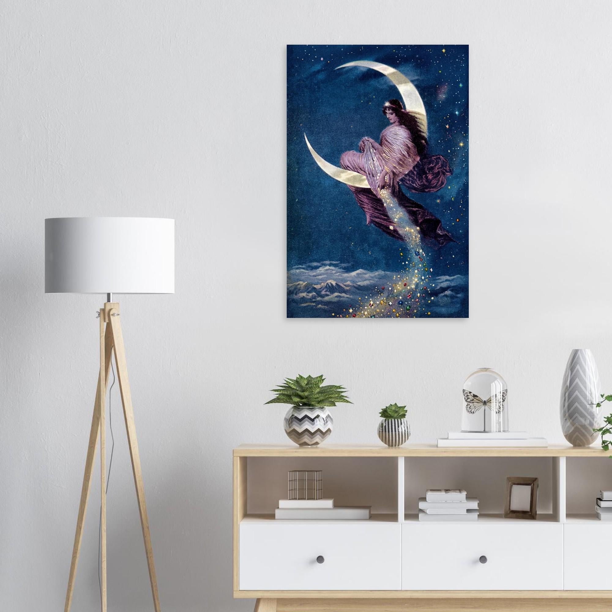Vintage Moon Goddess Art Print 1889 The Universal Favorite Victorian Moon Maiden Celestial Poster Art Nouveau & Vintage