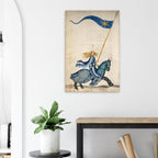 Joan of Arc Medieval Manuscript Art Print Historical French Warrior Woman on Horseback Unframed Wall Decor Myth & Symbolism