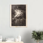 Vintage Jules Verne Space Explosion Print Antique Astronomy Woodcut Poster Sci Fi Outer Space Engraving Dark Academia Moody