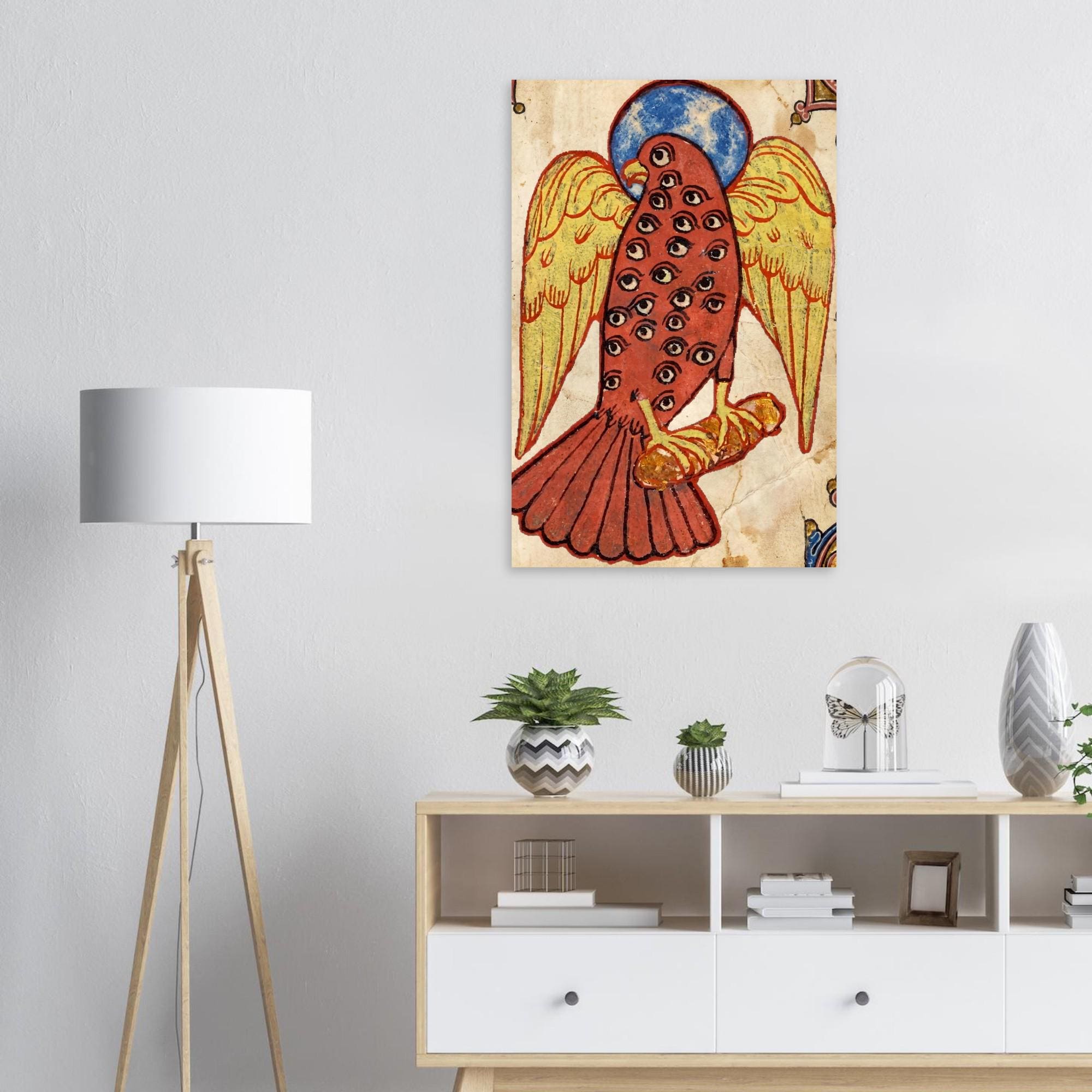 Medieval Eagle Many Eyes Art Print, Biblically Accurate Angel Apocalypse Decor, Girona Beatus 975 Manuscript, Myth & Symbolism