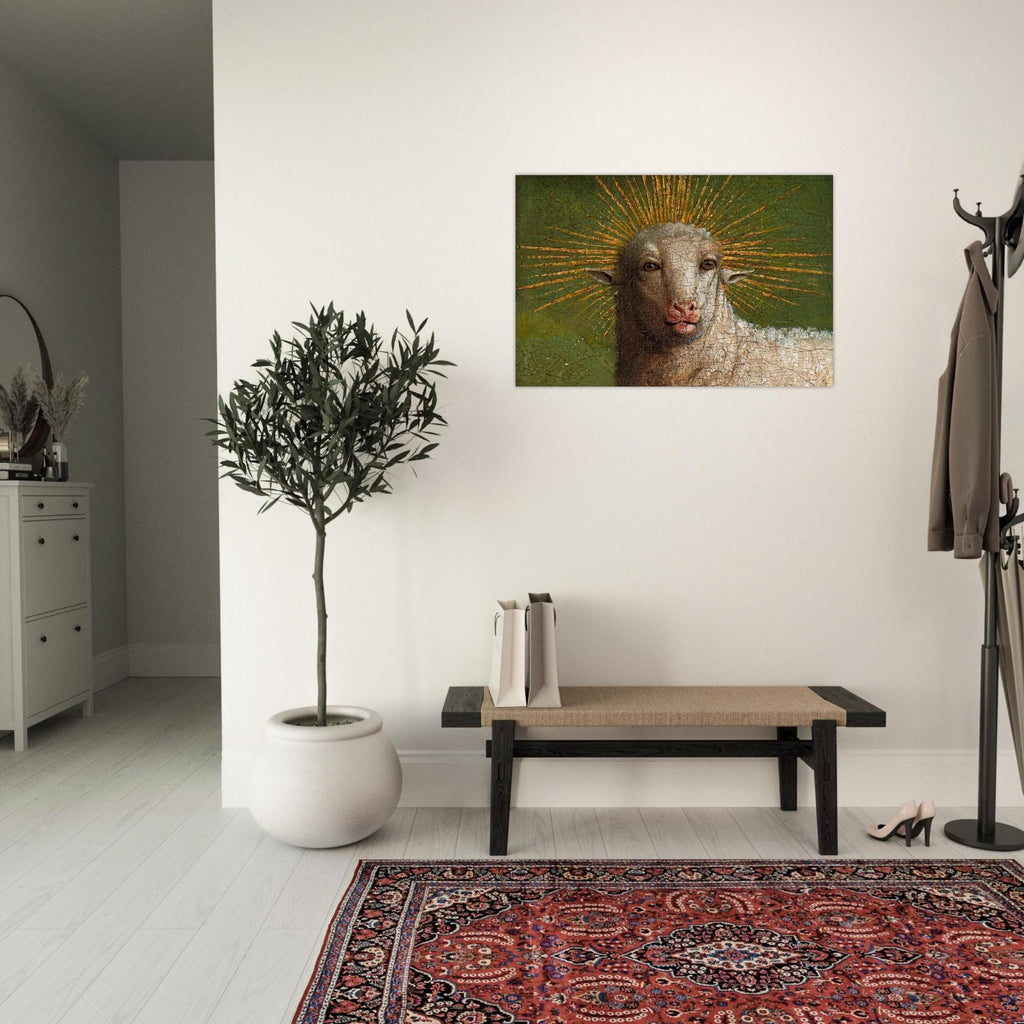 Jan Van Eyck Ghent Altarpiece Mystic Lamb Wall Art Antique Renaissance Sheep Painting Oddity Religious Print Animals and Creatures