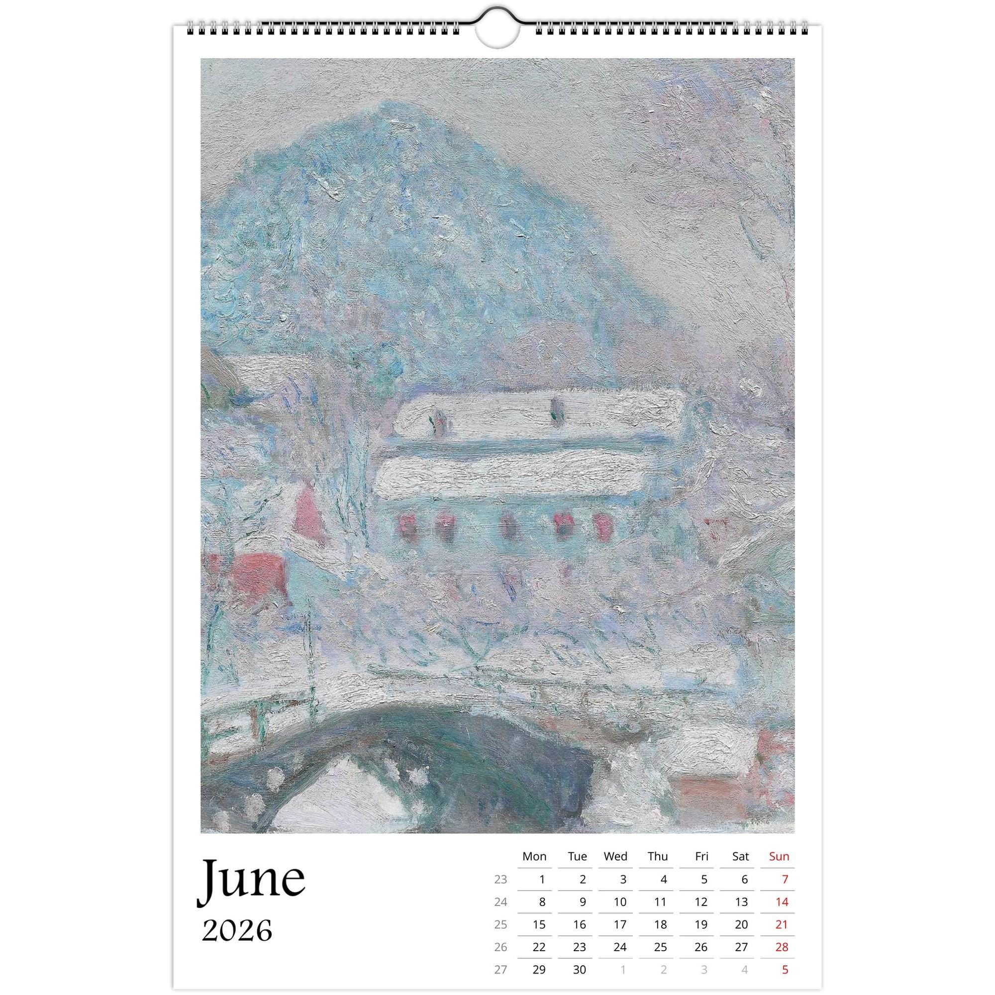 13 Artworks Of Claude Monet 2026 Art Calendar 11x16.5, French Impressionism, Nature Scenes, Fine Art, Retro Vibe, Holiday Gift